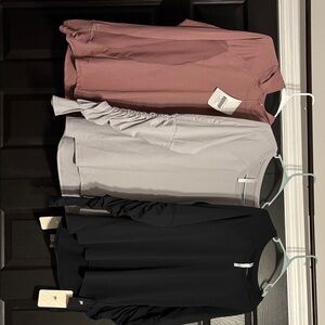 Fabletics Black, Gray and Pink Long Sleeve Tops